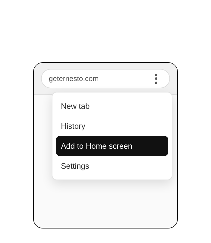 Android Chrome menu with Add to Home screen highlighted