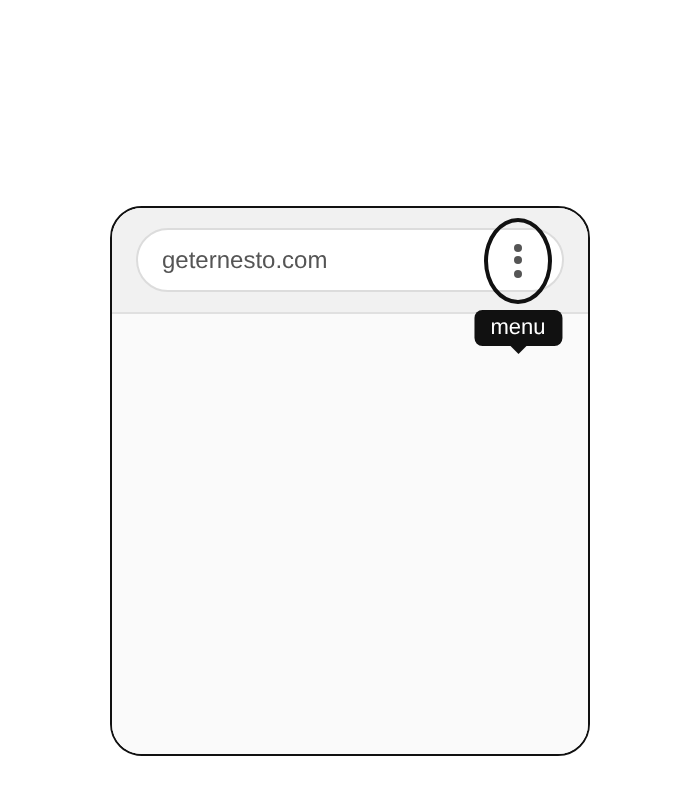 Chrome on Android with the three-dots menu button highlighted